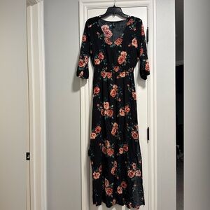 Forever 21 Black Dress with Pink Floral Design